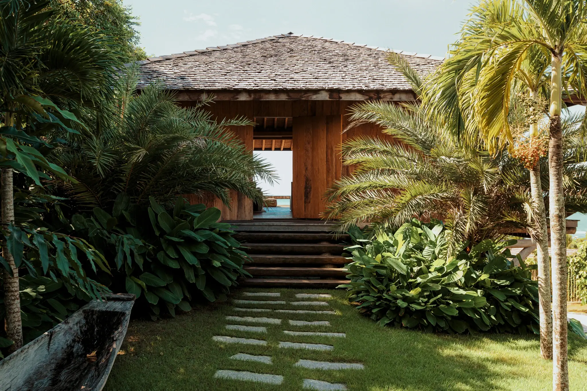 Casa do Pescador seen from the deck, forest all around