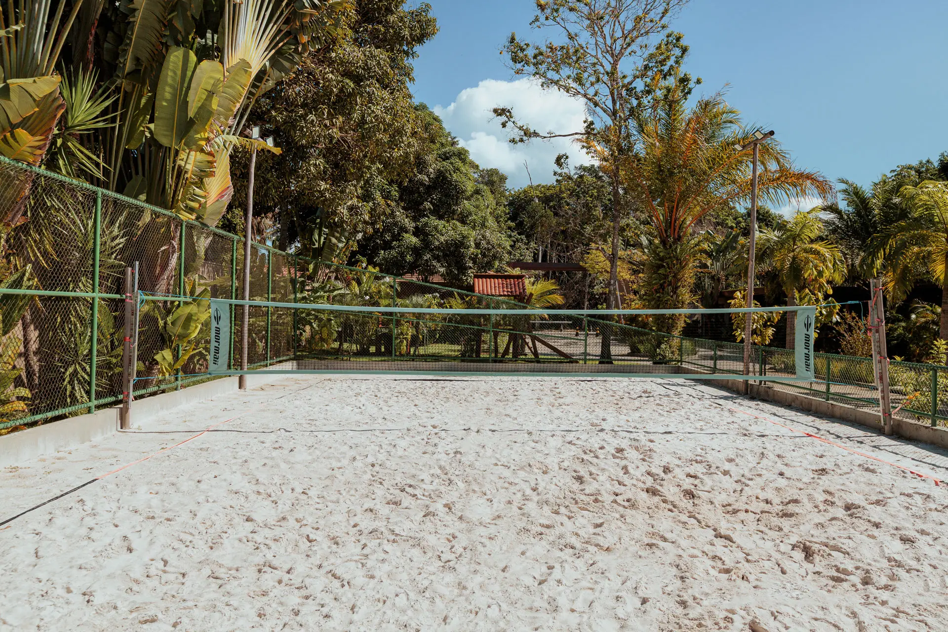 Beach tennis court among trees, at Falésia