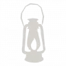 Um ícone simples e pixelizado de uma lanterna apresenta uma alça na parte superior, um corpo cilíndrico e uma pequena base. Renderizado em cinza claro sobre fundo branco, é perfeito para enriquecer layouts digitais inspirados nas vibrações das casas de praia de alto padrão em Trancoso e Arraial d'Ajuda.